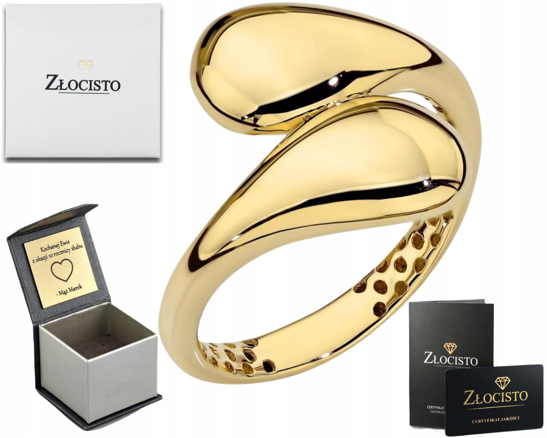 Hladký Zlatý Prsten Se Prstýnek , Zlato 585 14K Jako Dárek, Gravírování Dárek