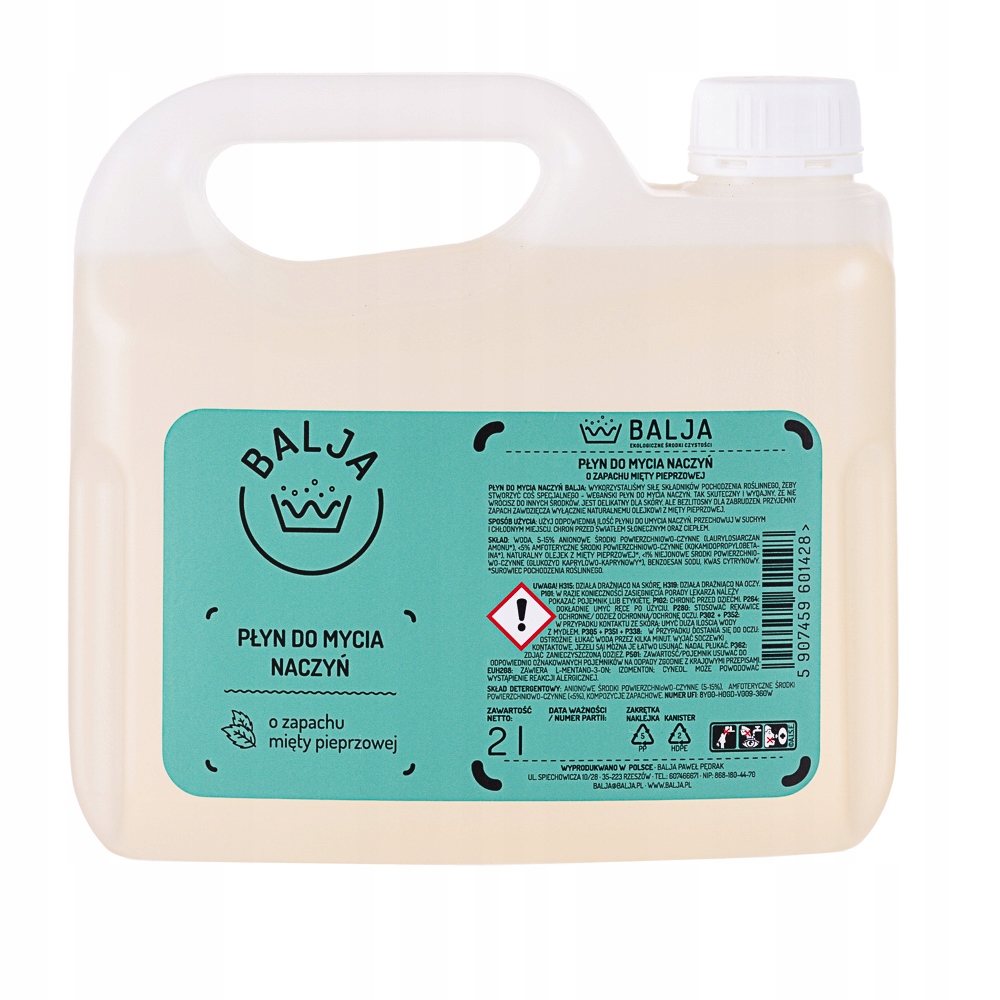 Tekutý prostředek na mytí nádobí Balja Ekologický přírodní veganský 2L Náhradní náplň Refill