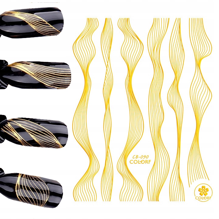 NAKLEJKA PASKI FALA NA PAZNOKCIE NAKLEJKI ZŁOTE