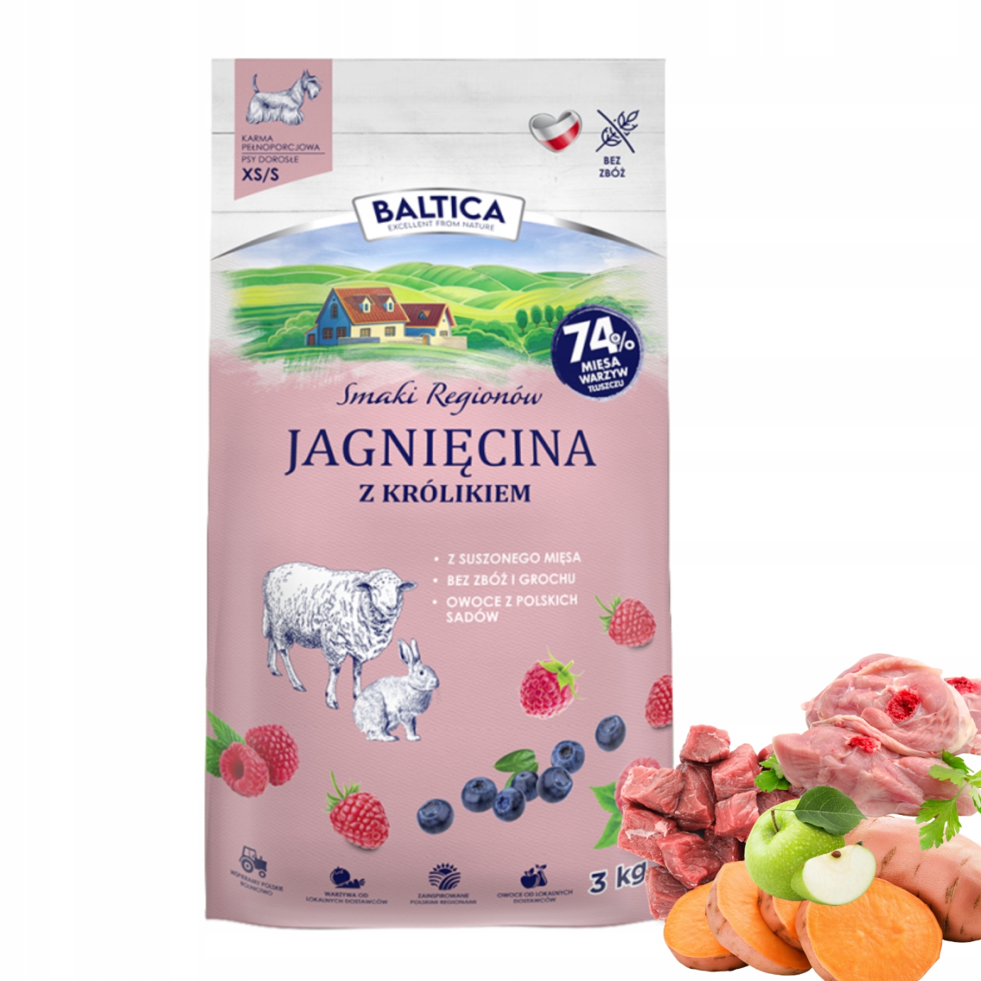 Karma Sucha dla Psa Baltica Smaki Regionów Jagnięcina z Królikiem Xs/s 3kg