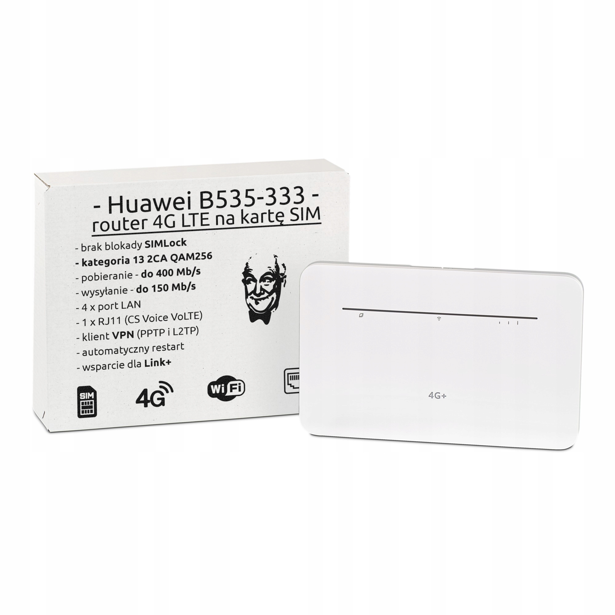 Huawei B535-333 domowy biurowy Router Sim 4G Lte 2x agregacja pasm WiFi 5