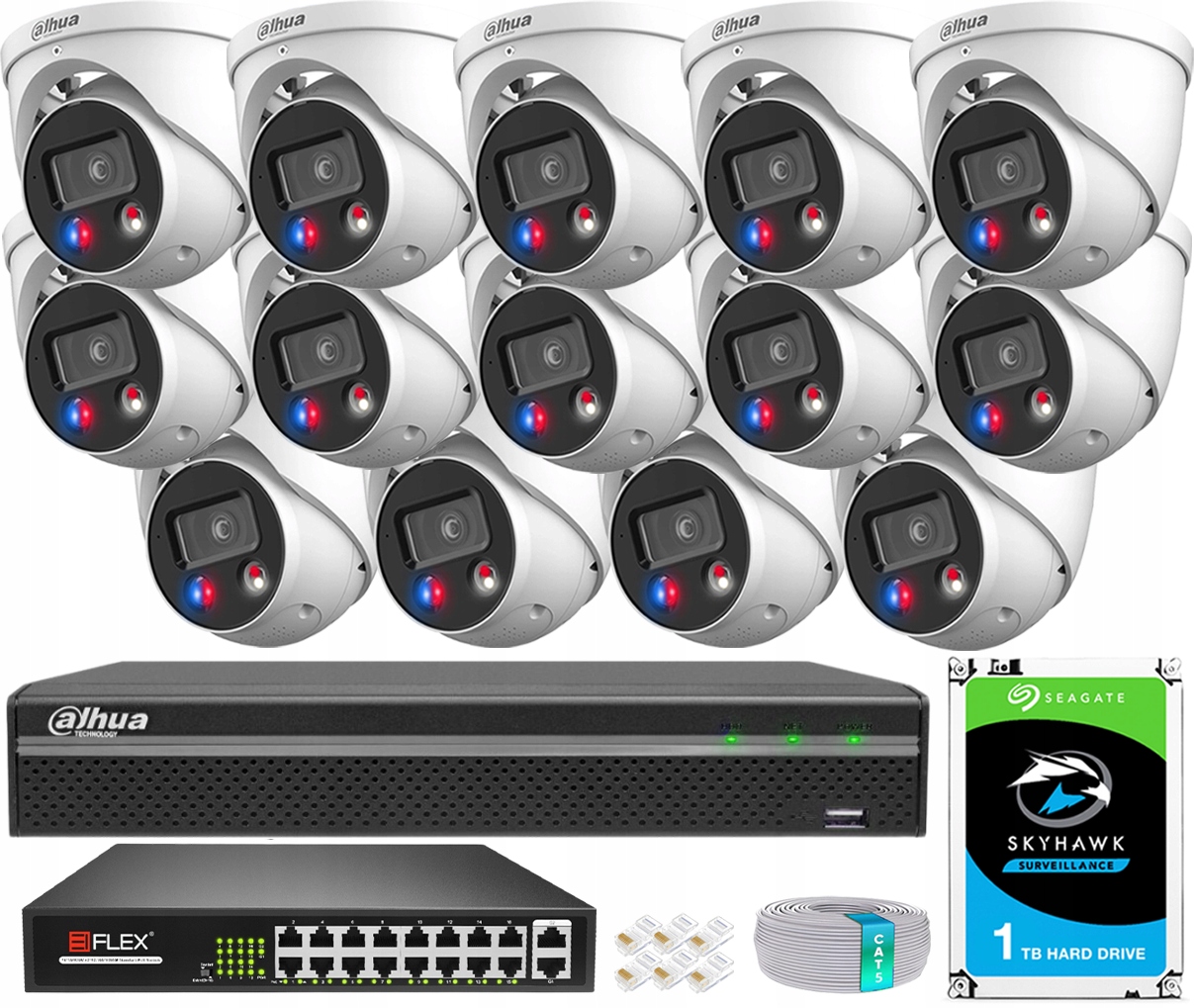 Monitorovací sada Dahua 14 Ip kamer 8Mpx WizSense Dual Illumination TiOC