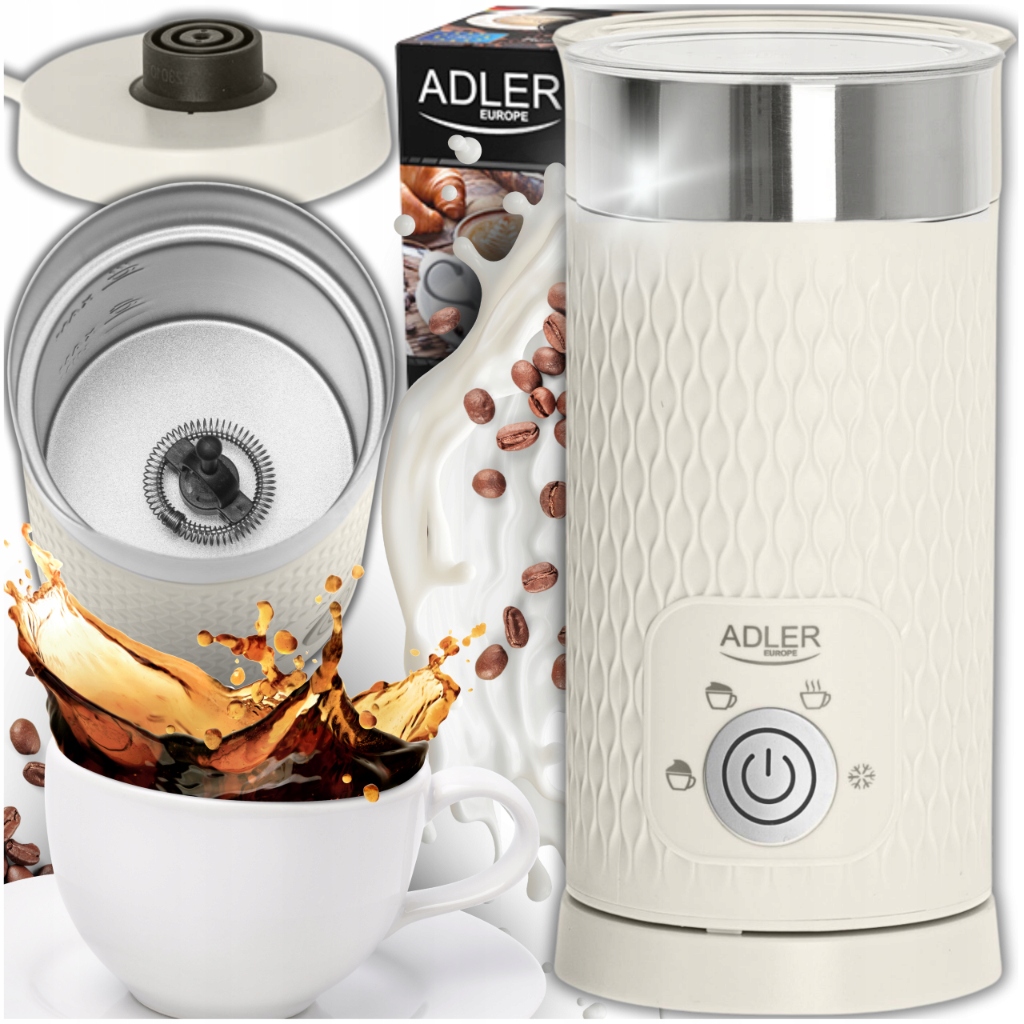 Elektrický napěňovač mléka s ohřevem latte cappuccino béžový 300 ml