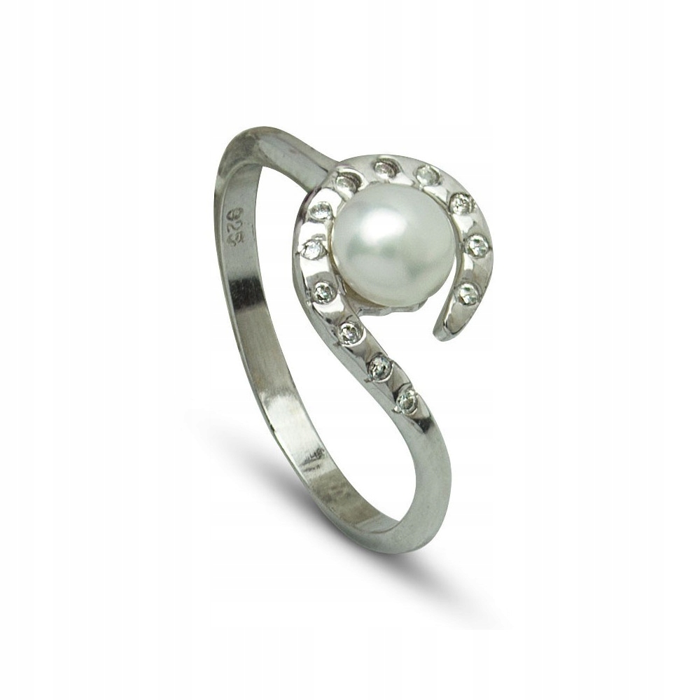 Stříbrný Prstýnek S Bílou Perlou A Zirkony