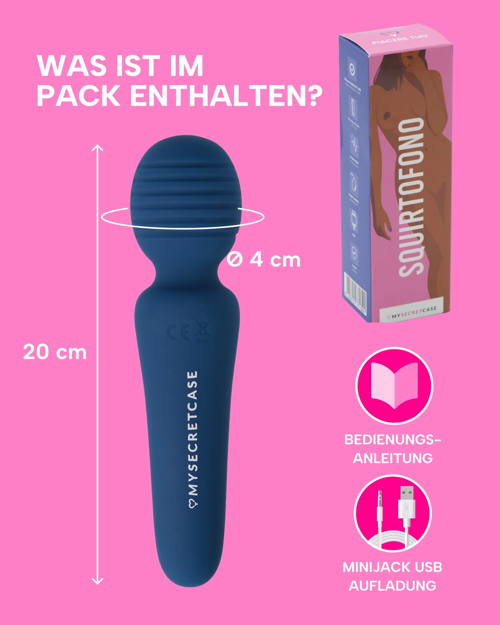 MYSECRETCASE Magic Wand Masażer Klitorisu Dla Kobiet 10 Trybów USB — miniatura 5