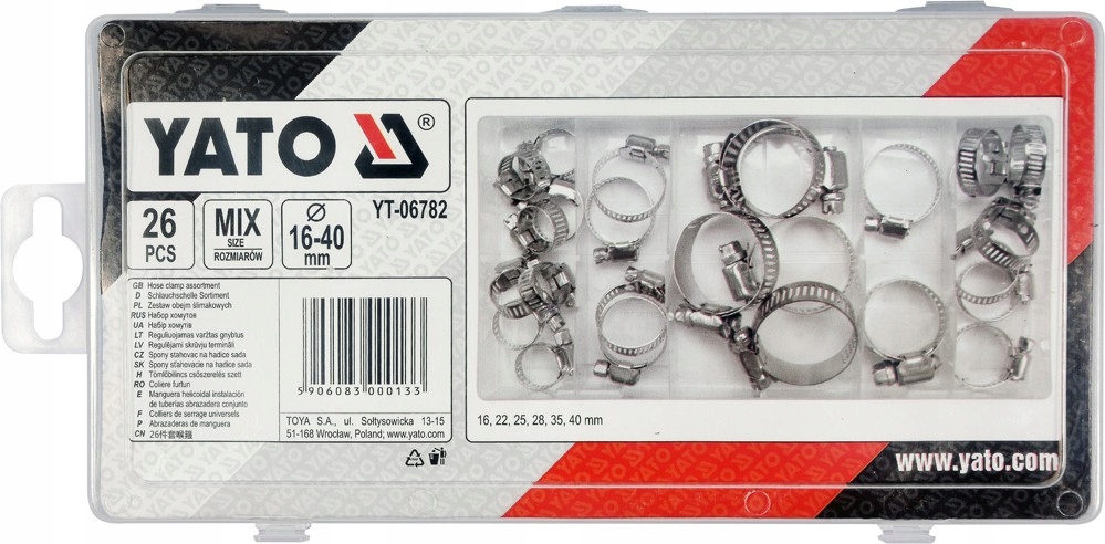 Obejmy Skręcane 26 Sztuk! 16-40 MM MIX Yato YT-06782