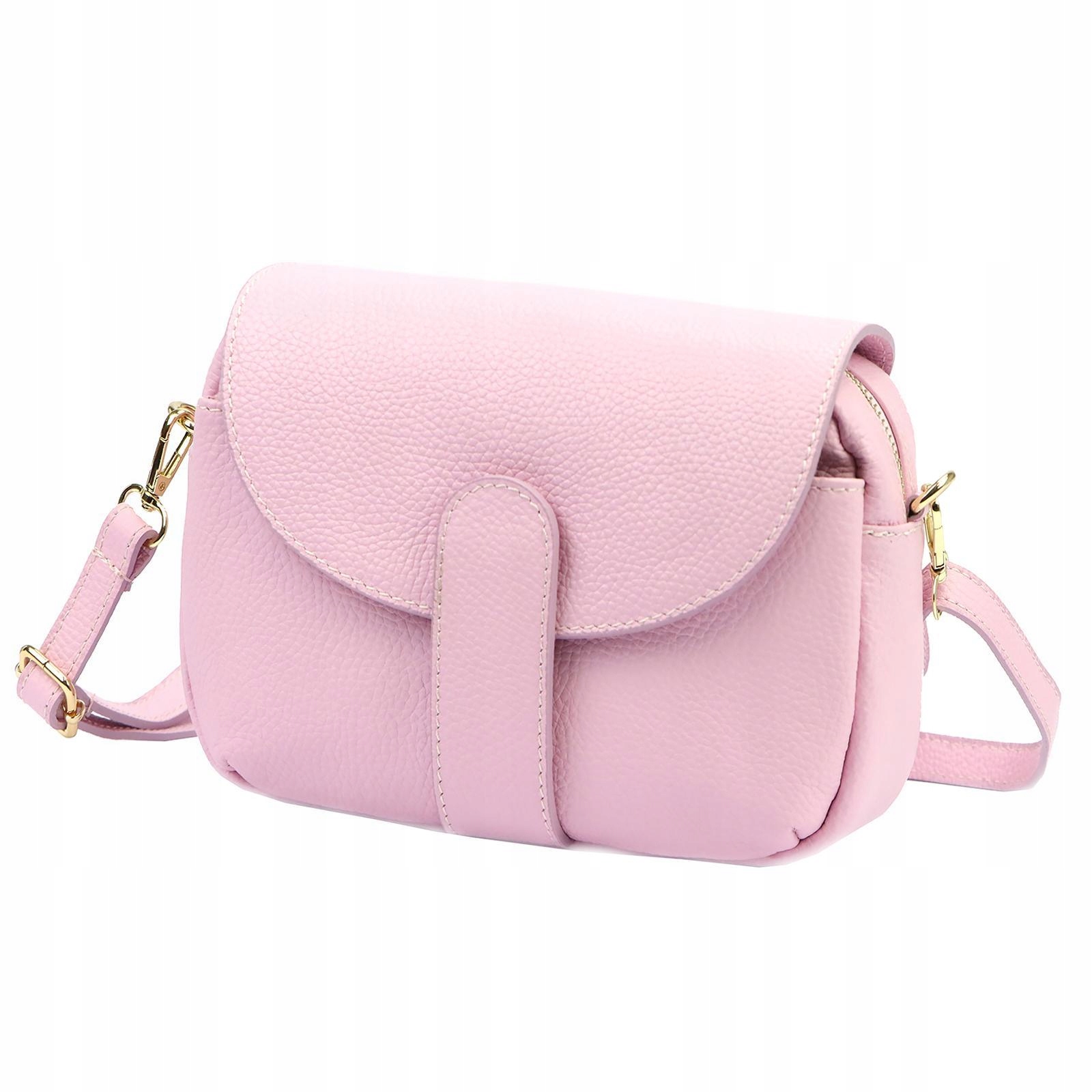 Torebka skórzana damska listonoszka na ramię Lluka Dollaro pudrowy róż