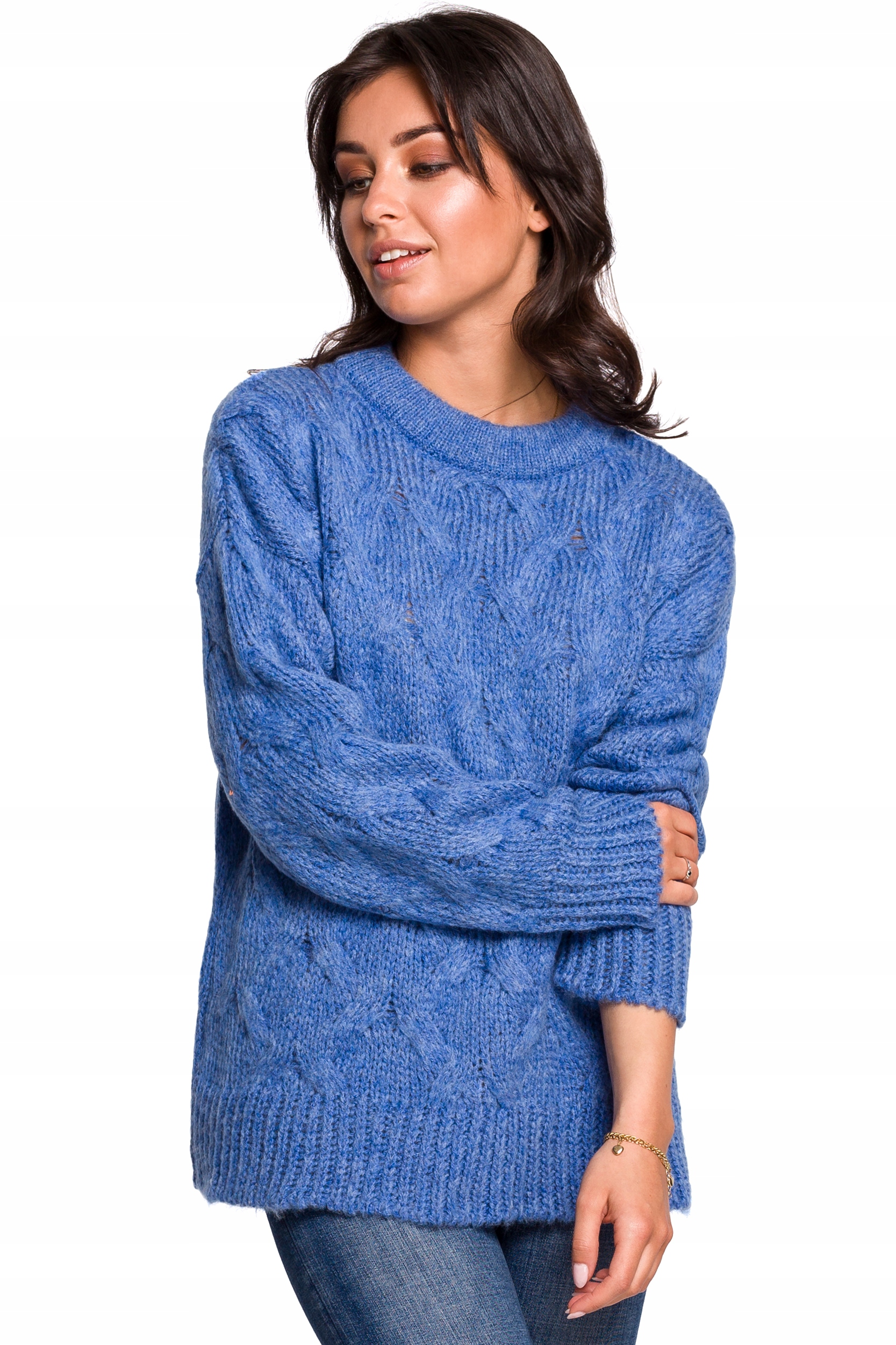 

BK038 Sweter ze splotem typu warkocz L/XL