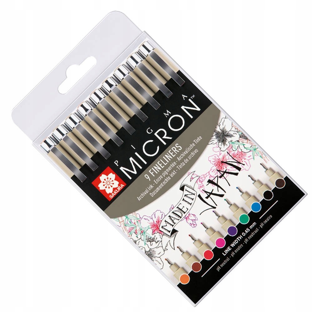 

Cienkopisy Pigma Micron 05 0.45mm 9szt cienkopis