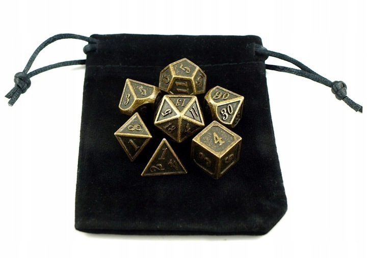 KOSTKI RPG TAJEMNICA ZESTAW 7 METALOWYCH ANTYCZNYC Producent RGFK