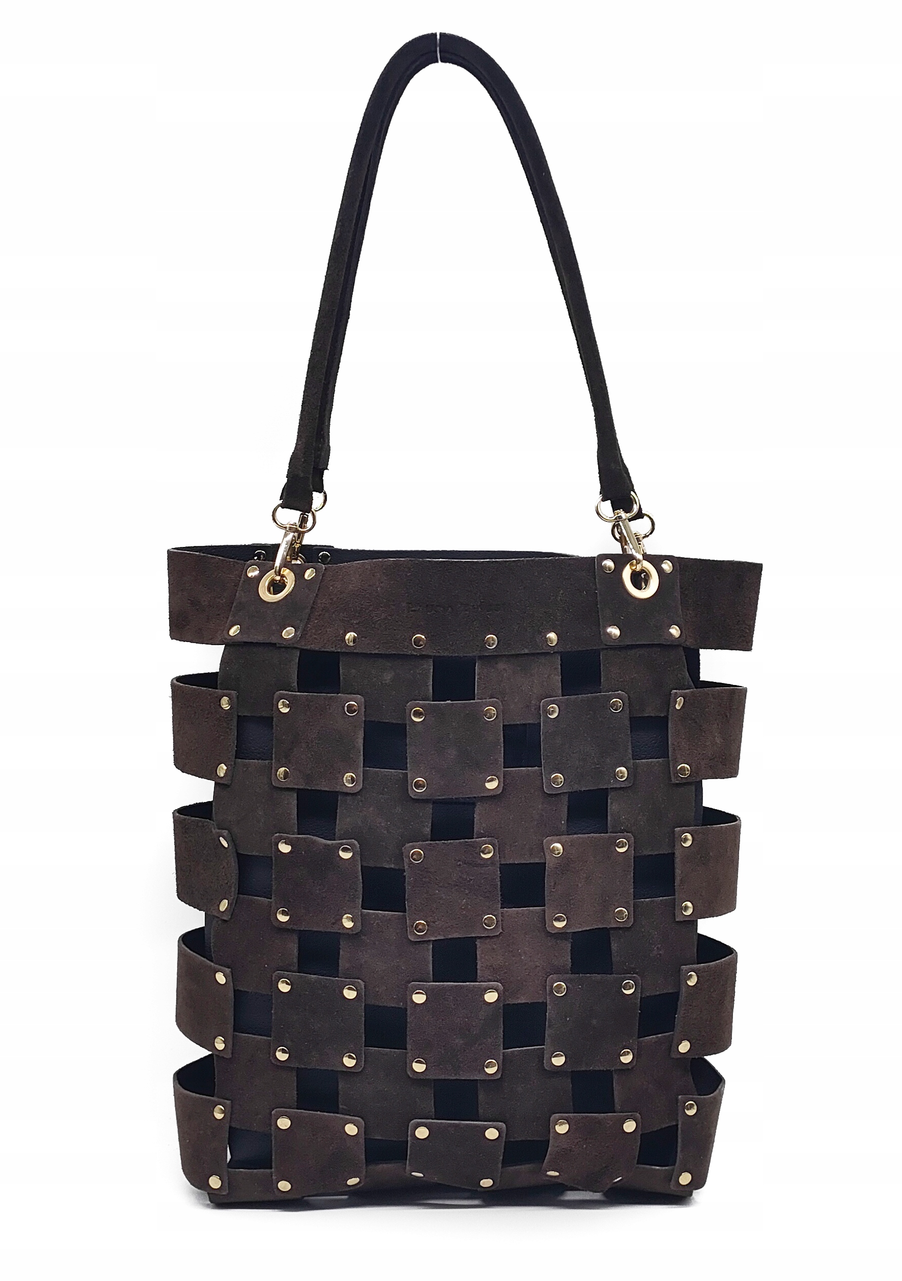 Kabelka shopper semišová Vera Pelle čokoládová kůže Laura Biaggi