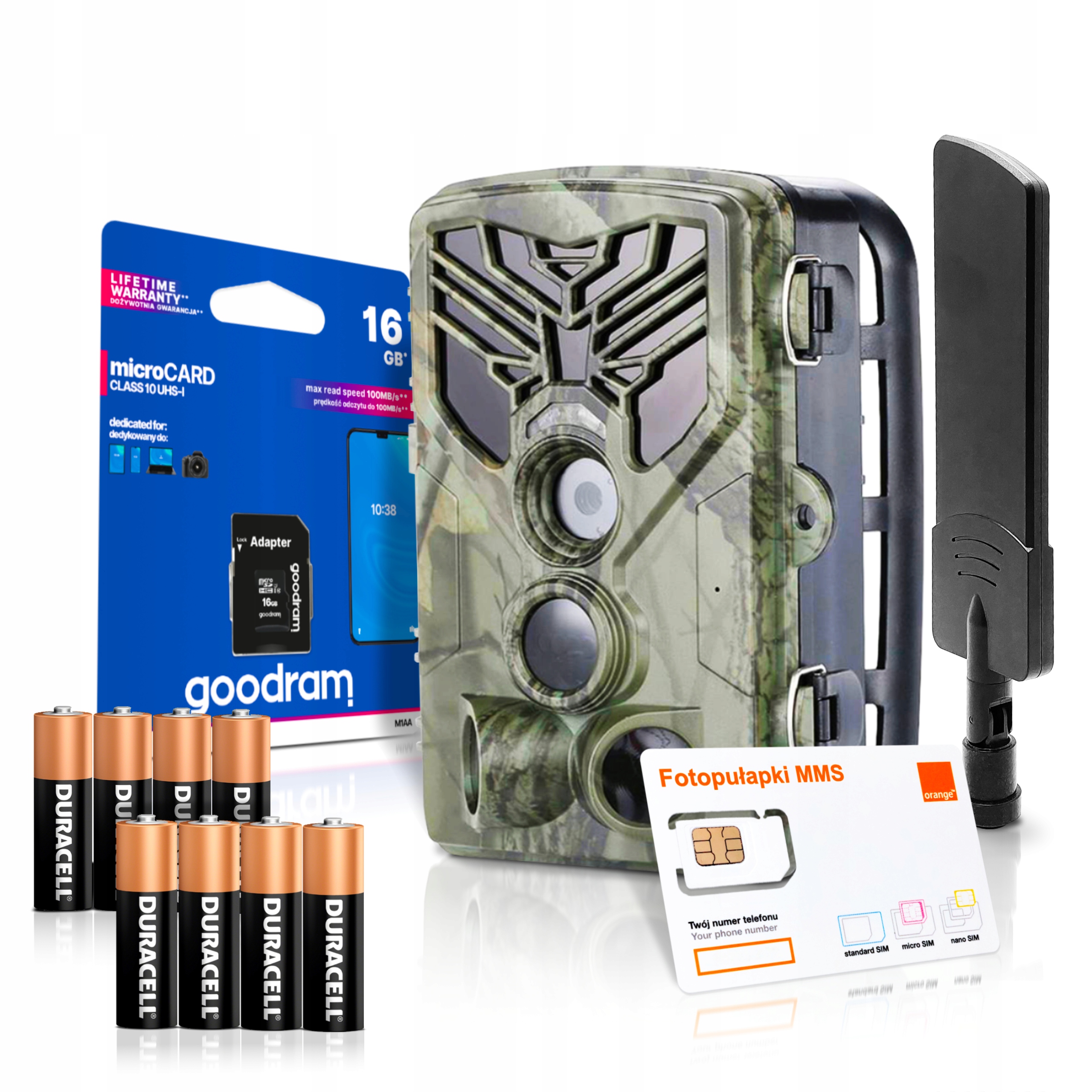 Fotopast Lesní kamera HC810M Sim Paměťová karta 16GB Baterie Duracell