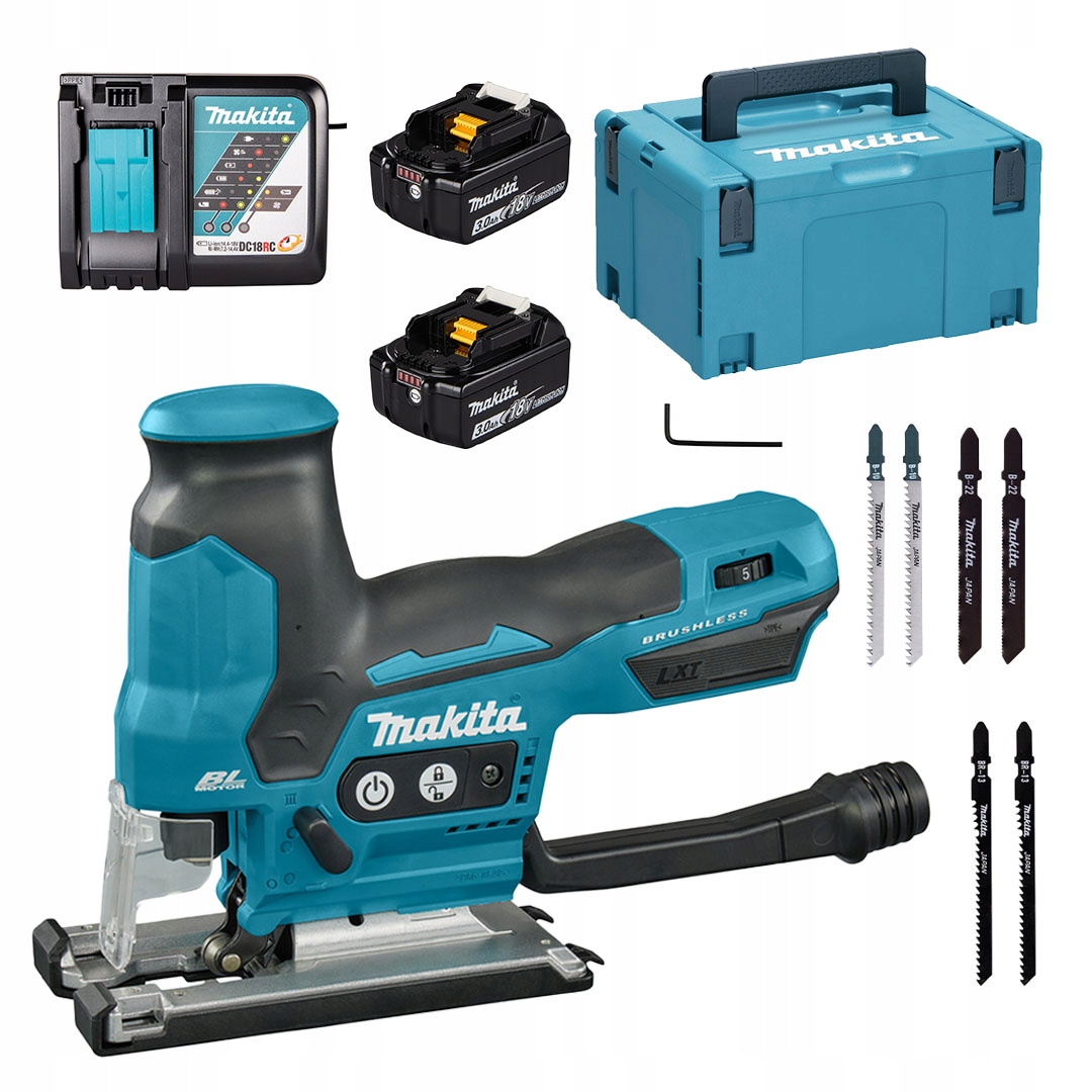 Přímočará pila Makita DJV185RFJ Lxt 18V Bl Xpt 2x3Ah 135mm pilové listy kufr