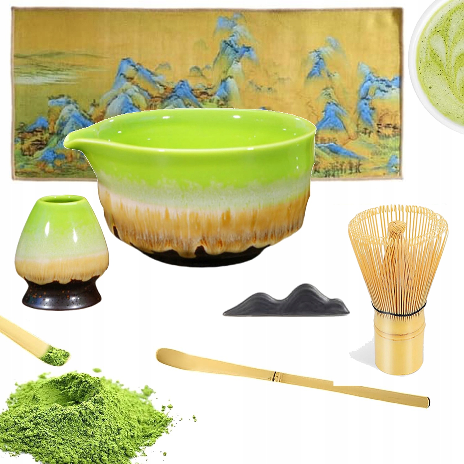 6-DÍLNÁ Sada Metel Matcha Miska Na Matcha, Japonský Čajový Set