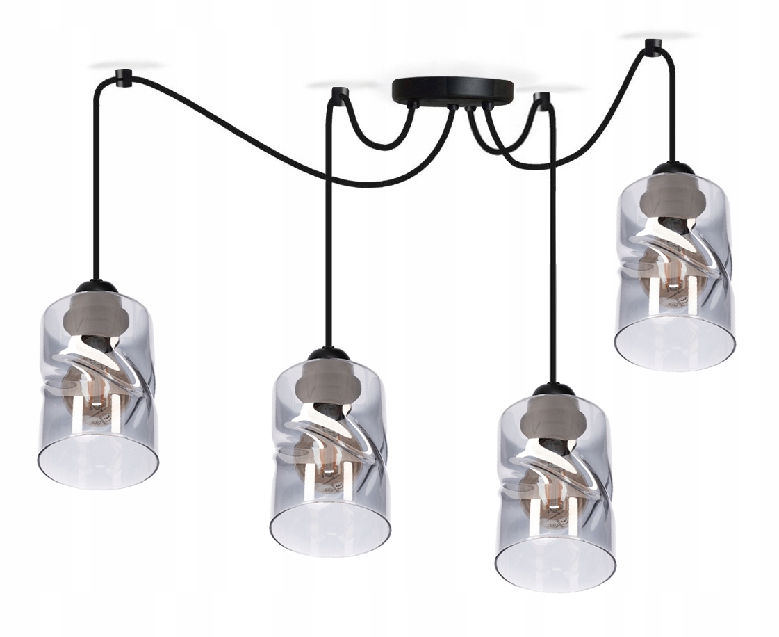 Závěsná Lampa Pavouk Loft 4 Skleněná lze Led