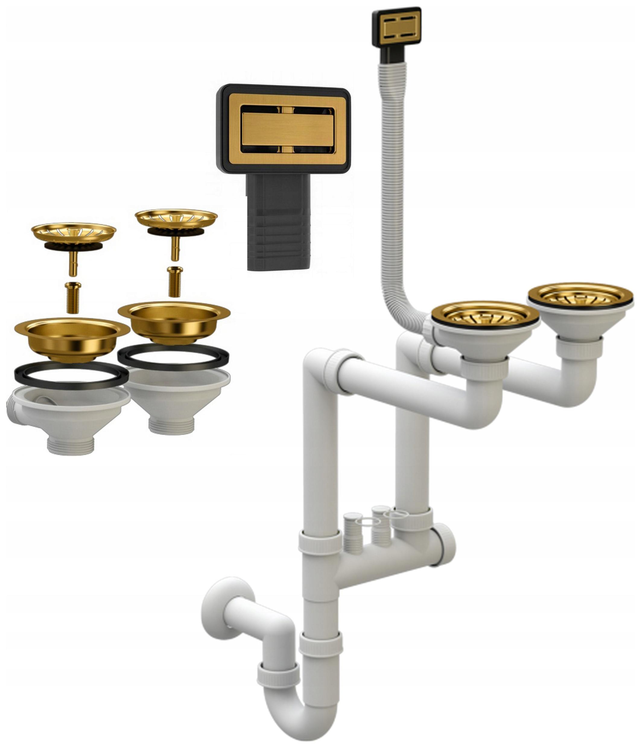 Obdĺžnikový Dvojkomorový Zlatý Sifón S Manuálnym Ovládaním