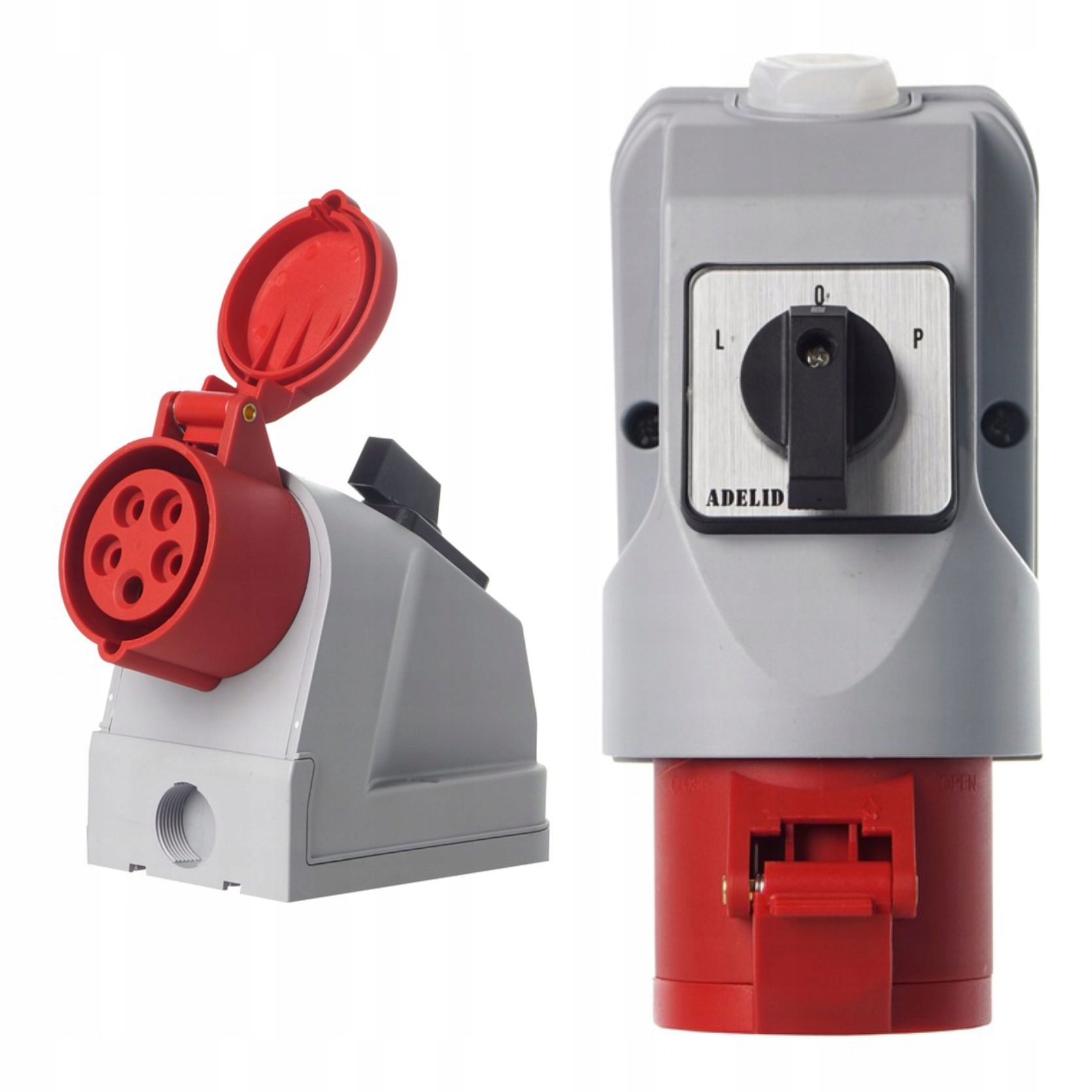 Gniazdo Siłowe Stałe Kombi 16A 5P Z Wyłącznikiem Przełącznikiem Lewo Prawo