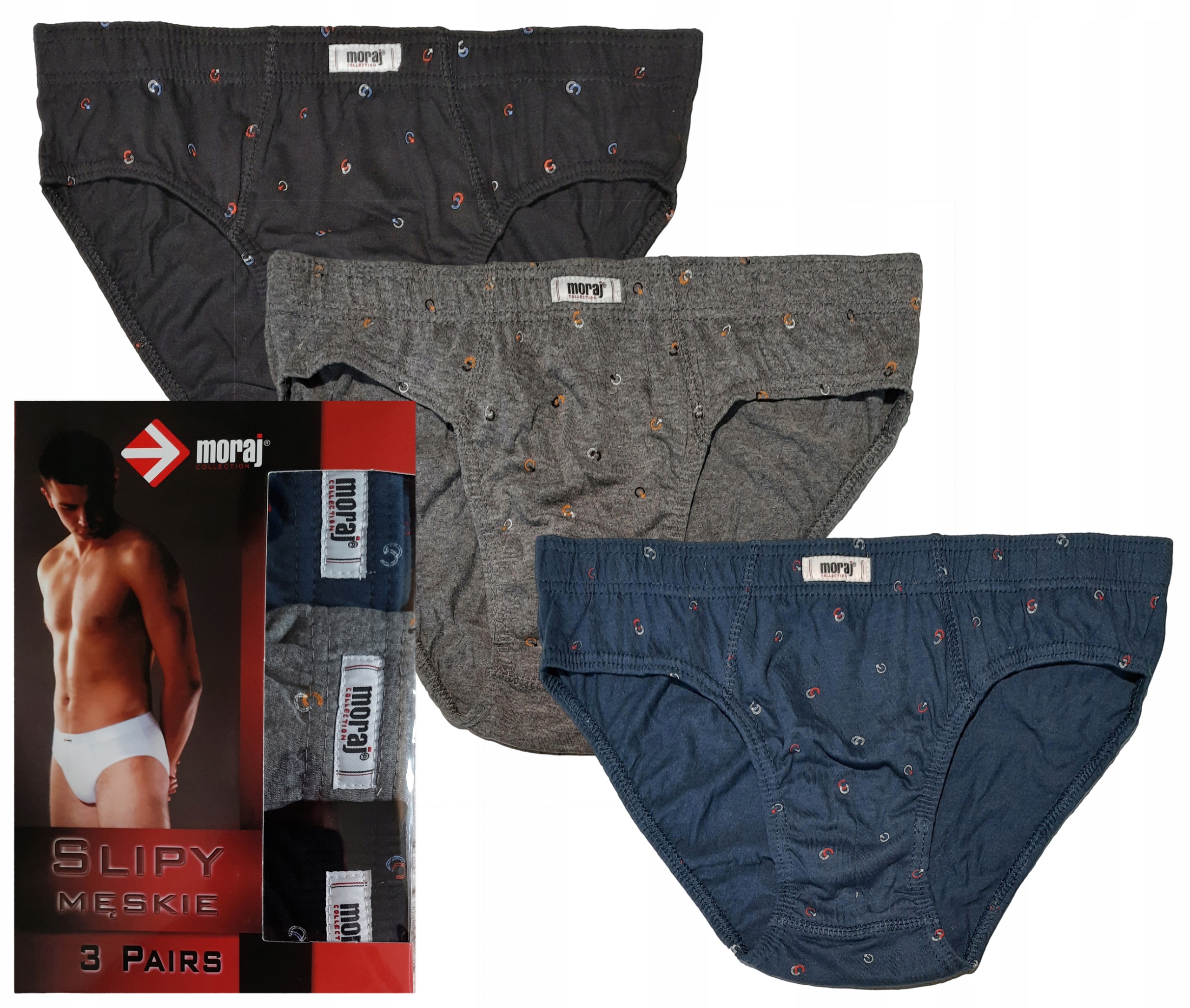 

3x Slipy Majtki Męskie Bawełna Moraj Hit XL XL