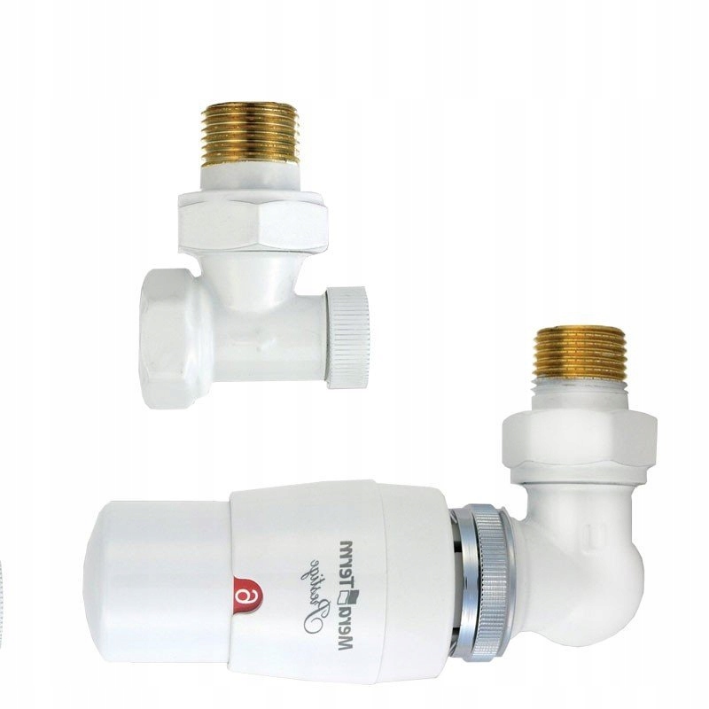 

biały zestaw kątowy termostatyczny zawór Master P