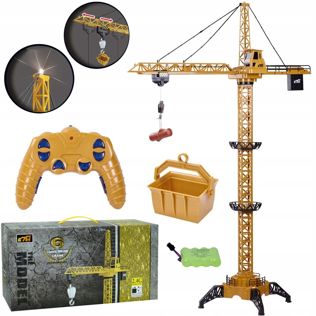 Dźwig Żuraw Dla Dzieci Zdalnie Sterowany Obrotowy Rc Budowalny 128cm Akces