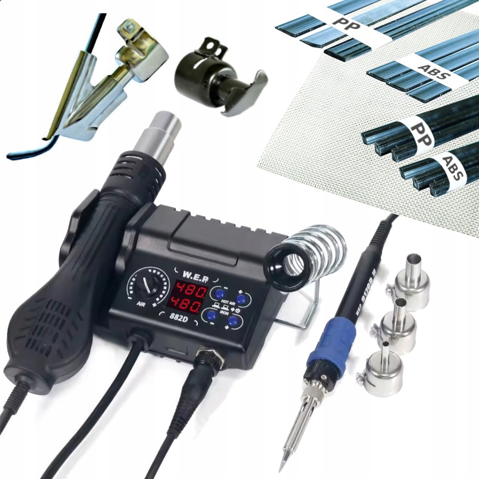 Spawarka do plastiku WEP 882D +6x dysza + BUT, żelazko, plastiki, siatka