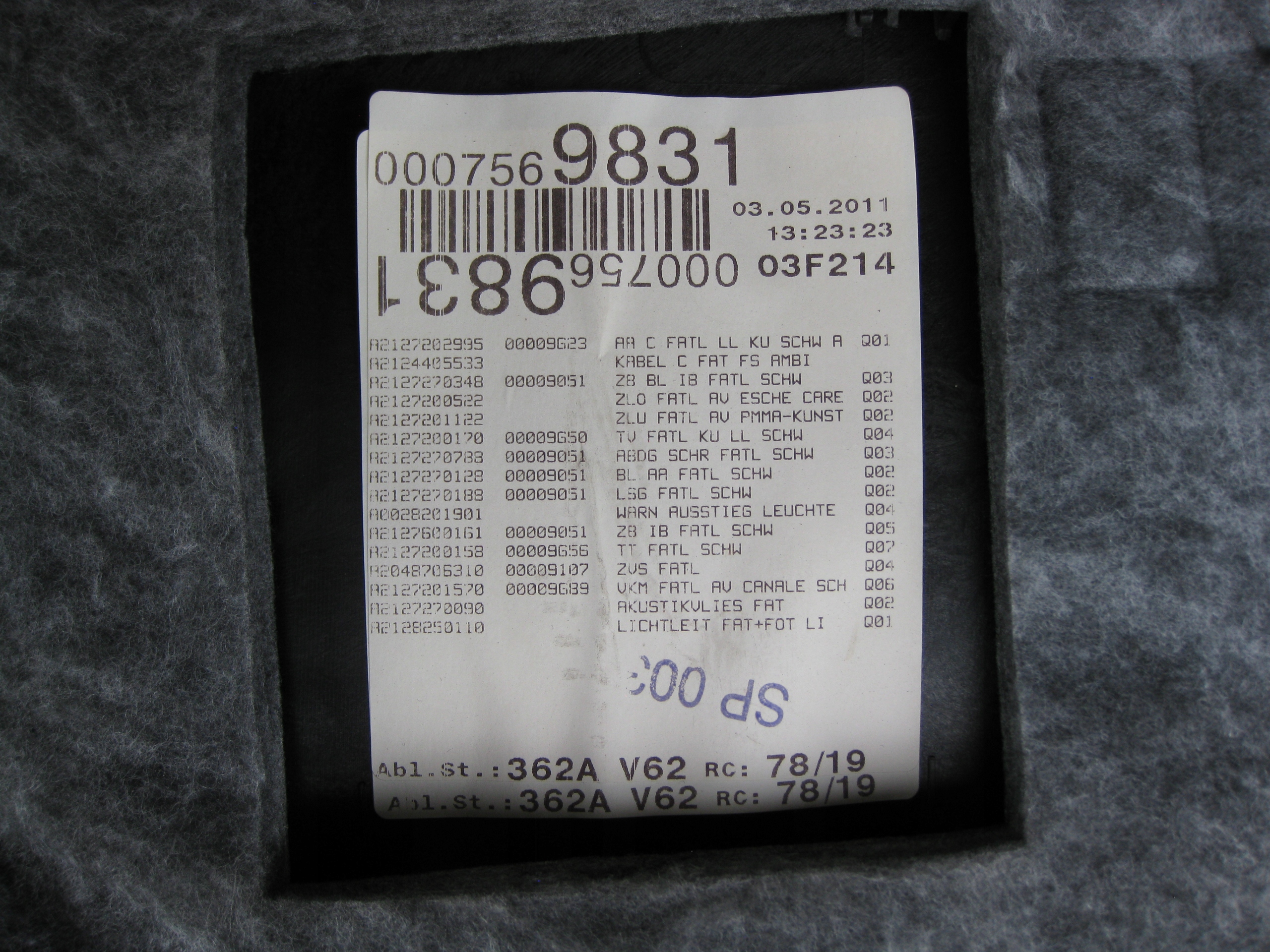 MERCEDES W212 LIFT E KLASA 11 side upholstery door left front A2127202995