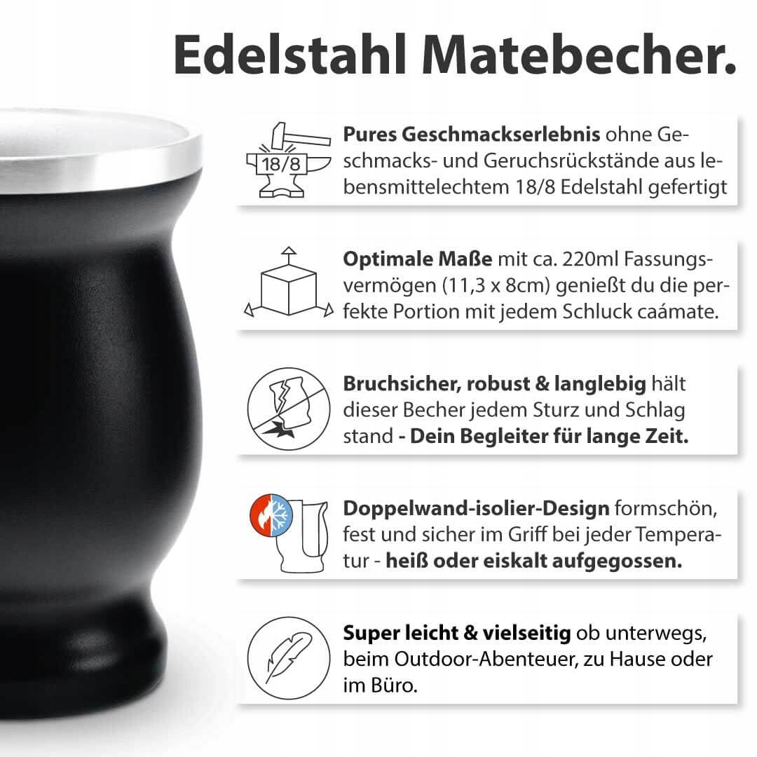 Mate zestaw do herbaty Bio 3 rodzaje matesów + kubki do maty ze stali — miniatura 3