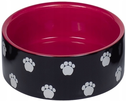 

Miska ceramiczna dla psa - czerwona w łapki 1,1 l