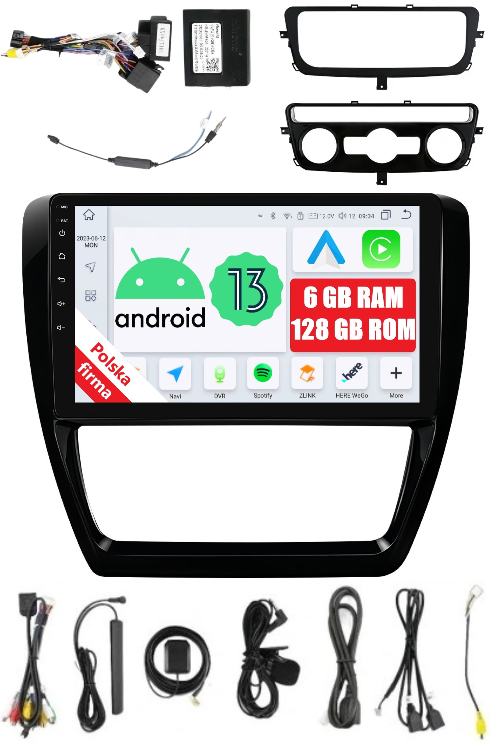 Navigace 2DIN Rádio Android Volkswagen Jetta VI 6/128 Gb Dsp Carplay Lte