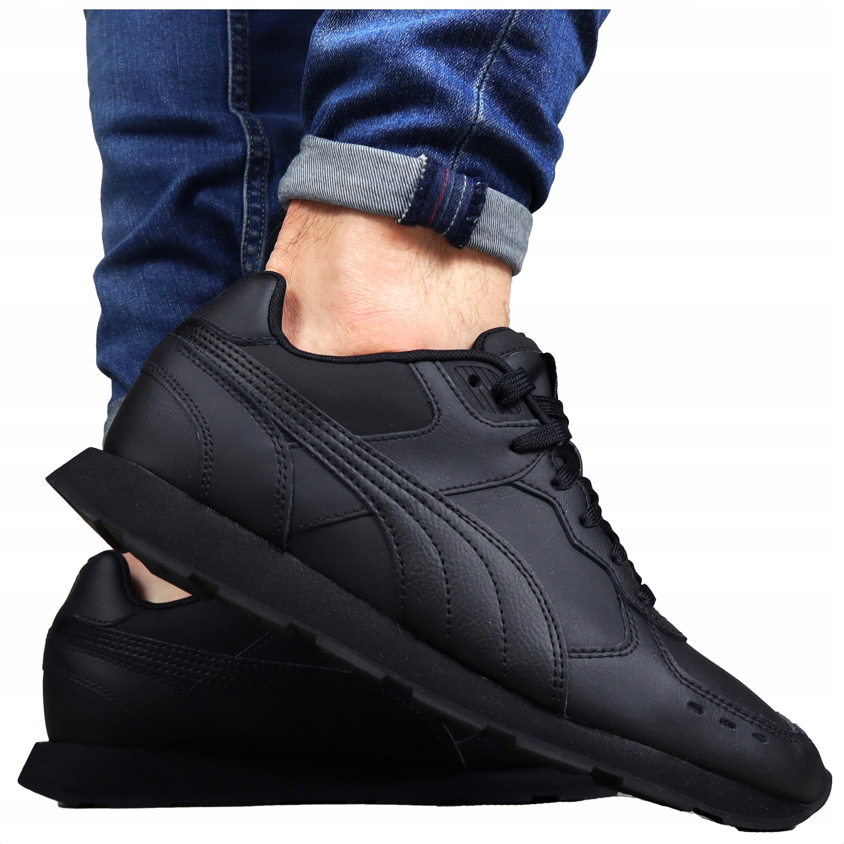 pánské boty Puma Kožené Černé Pohodlné sportovní kožené tenisky do práce