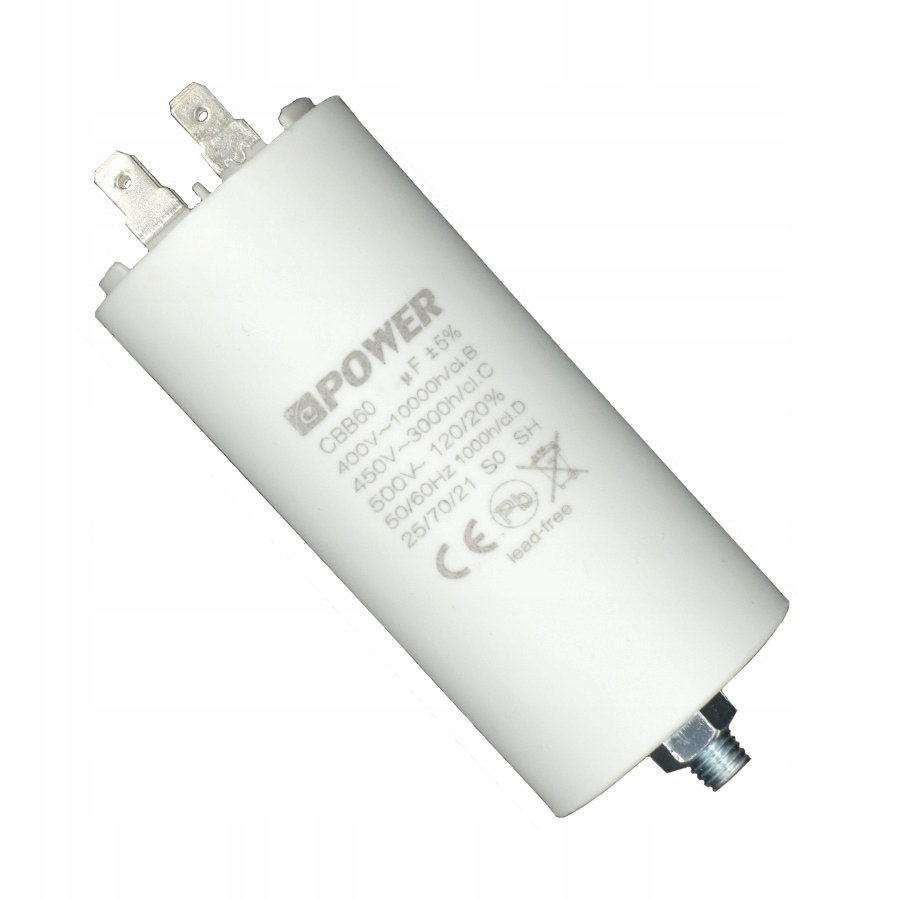 Kondensator rozruchowy silnika z konektorami M8 Startowy 30uF 450V CBB60