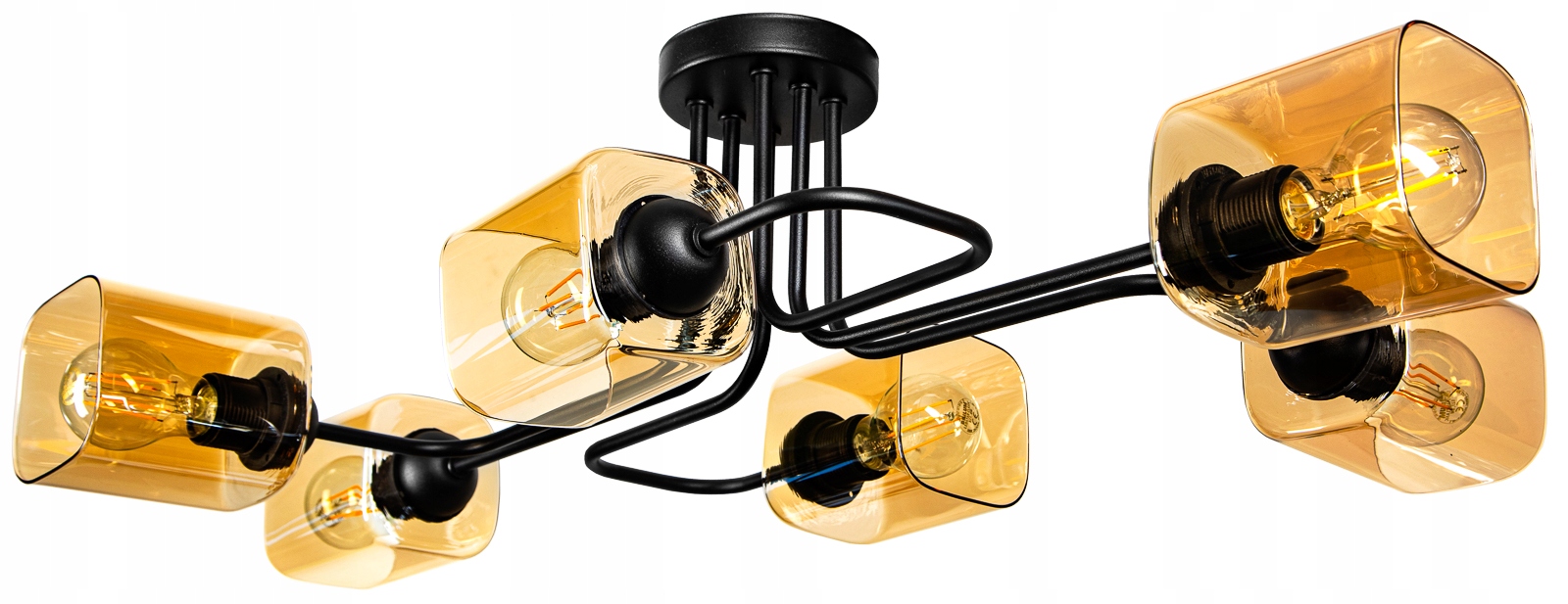 

Szklana Lampa Sufitowa Żyrandol Plafon Edison Led