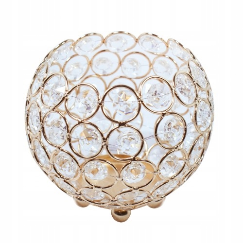 ZESTAW TRZECH ŚWIECZNIKÓW ZŁOTYCH KRYSZTAŁ ŚWIĘTA