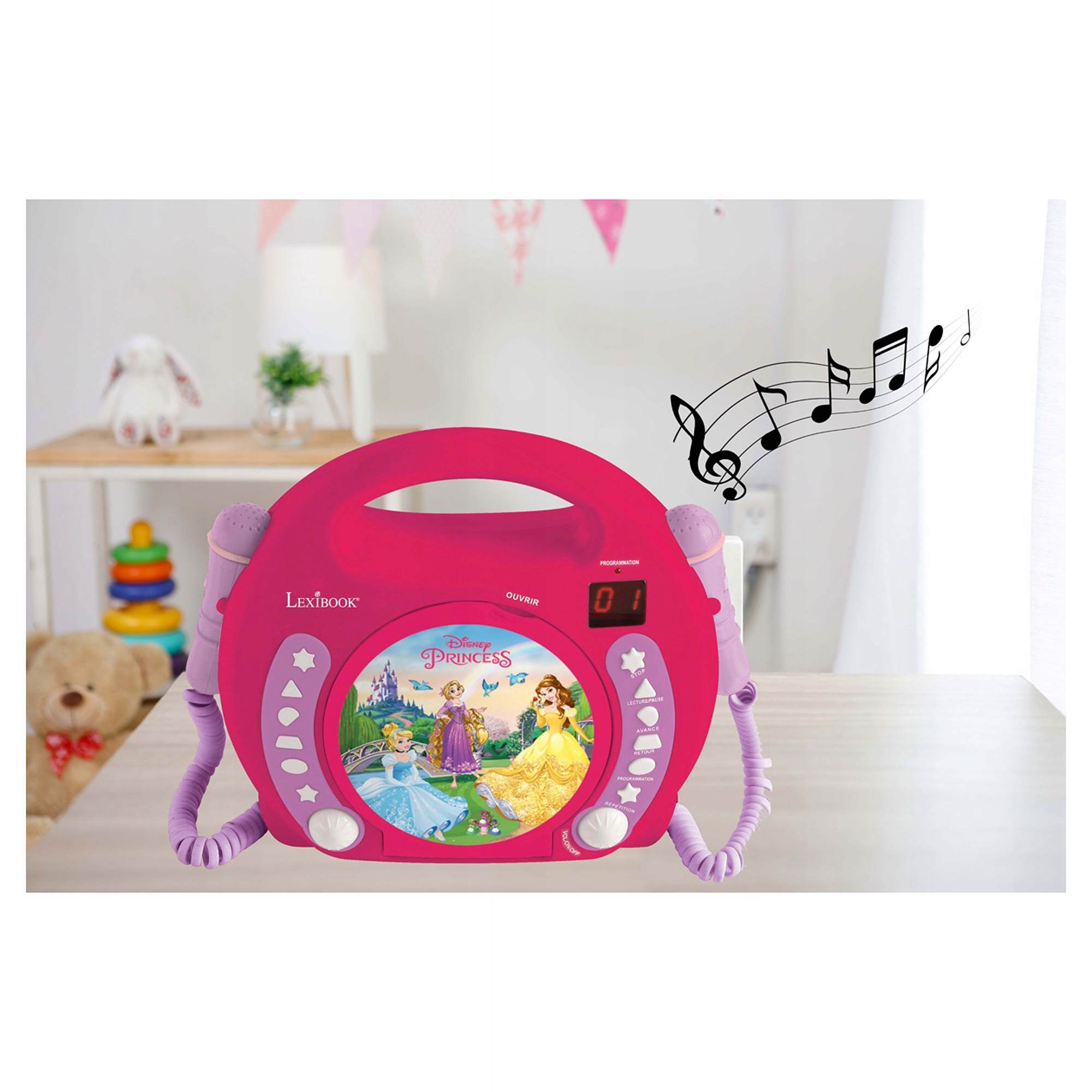 Przenośny odtwarzacz CD z 2 mikrofonami Księżniczki Disneya Marka Lexibook