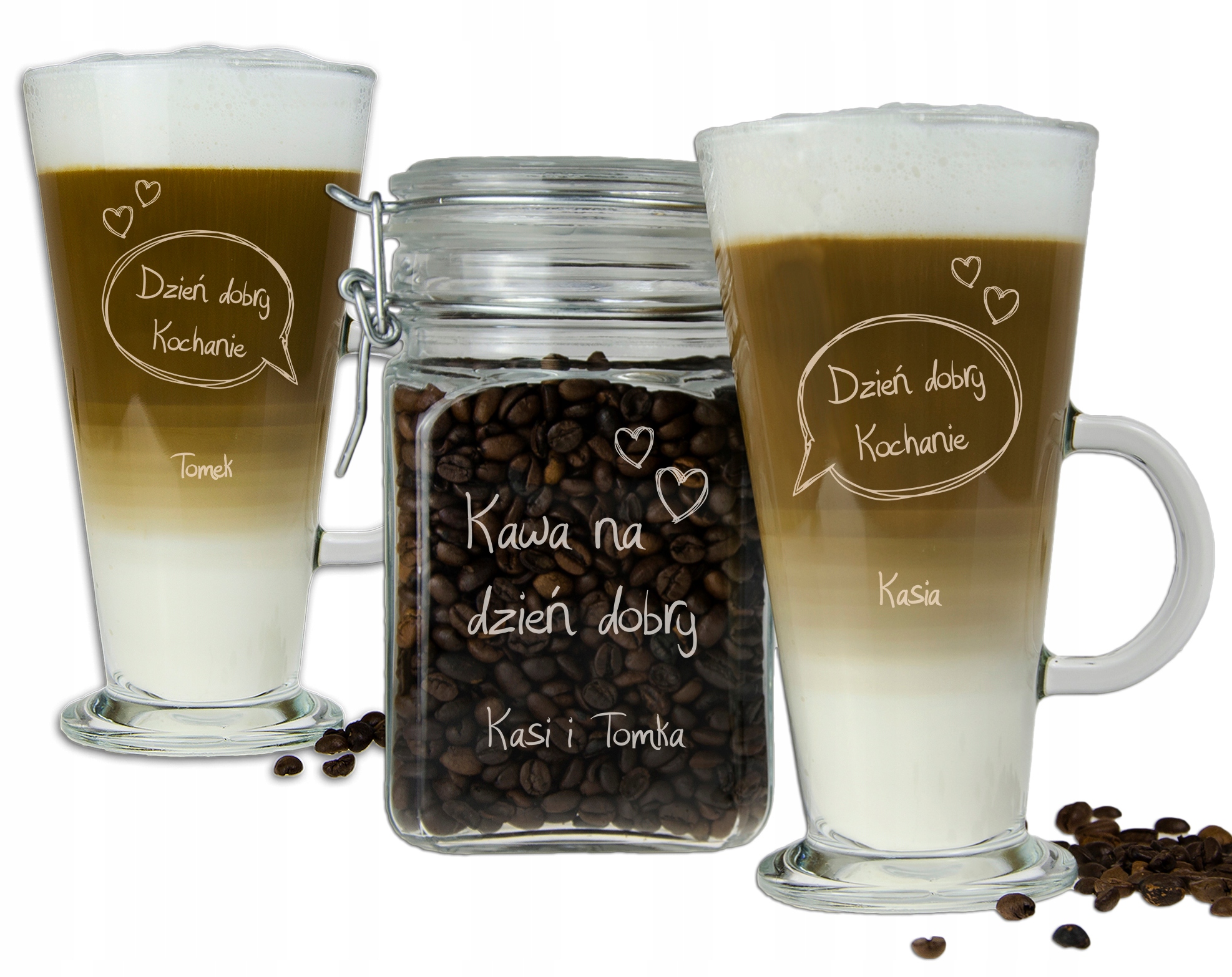 

Zestaw Na Kawę Słoik + Dwie Szklanki Latte Dla Par