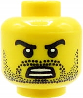 

Lego główka figurki męska, zarost, wkurzona mina