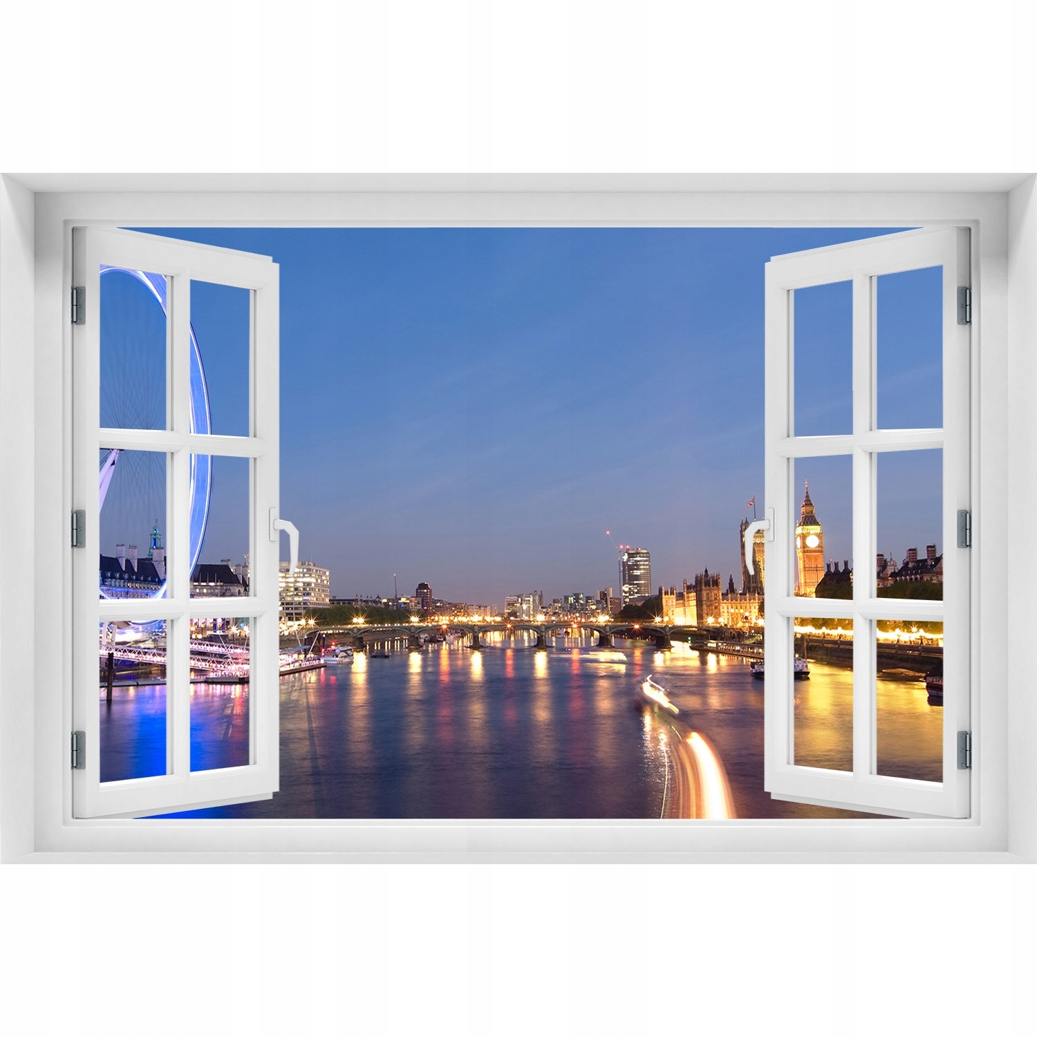 

Naklejka na ścianę 3D Okno widok London Eye Londyn