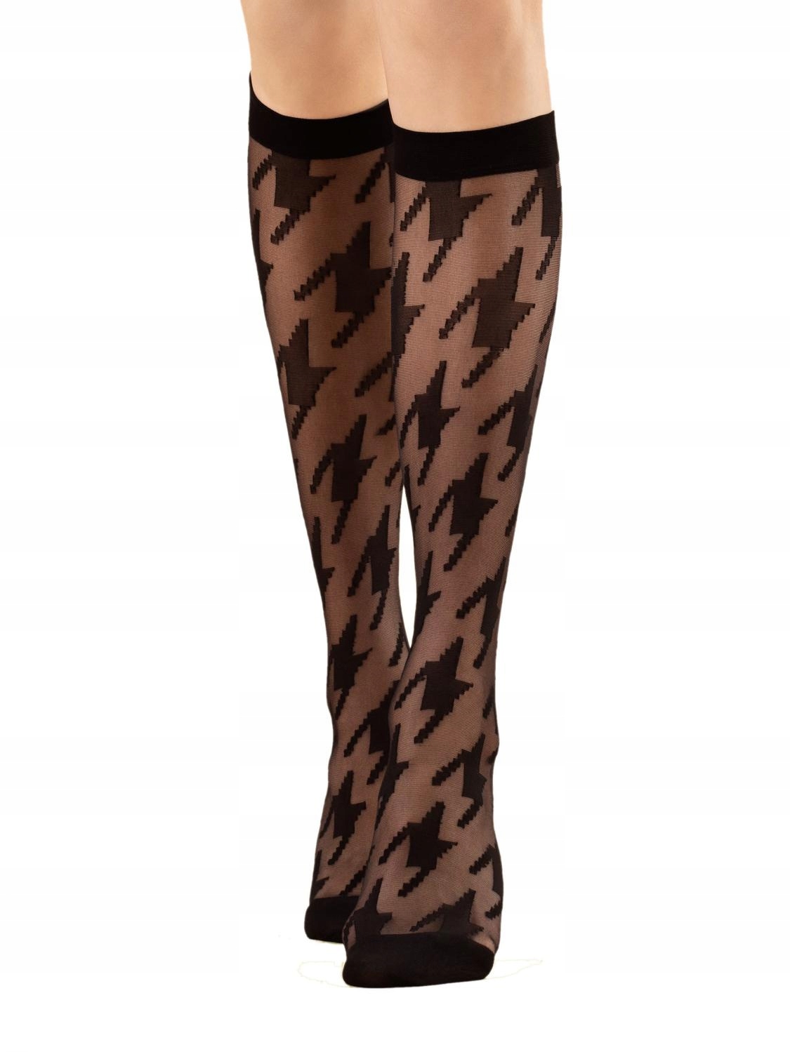 Podkolenky Fiore Grand Prix 8 Den Vzor Pepitka Černá Uni