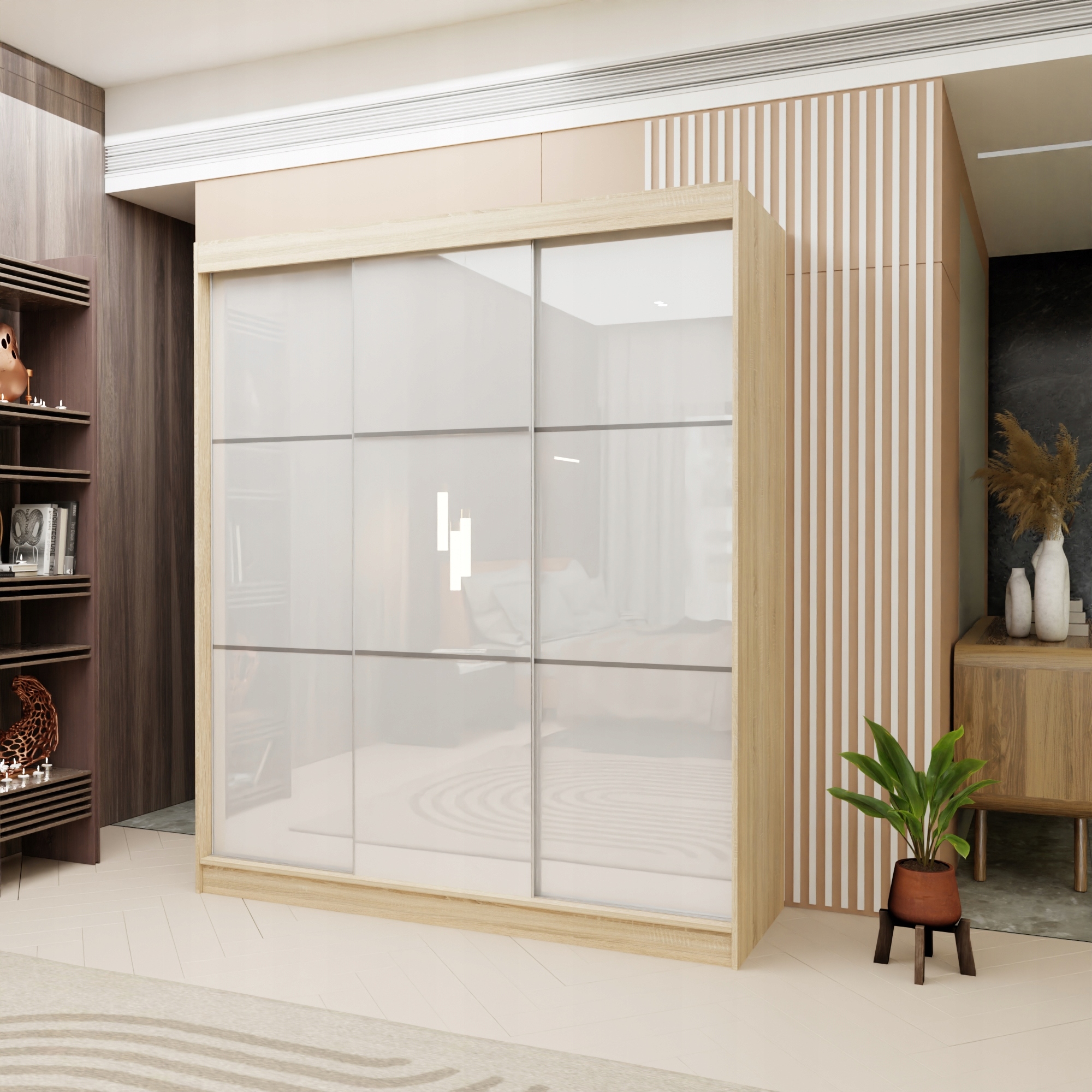 Skříň 180 cm posuvná, dub sonoma