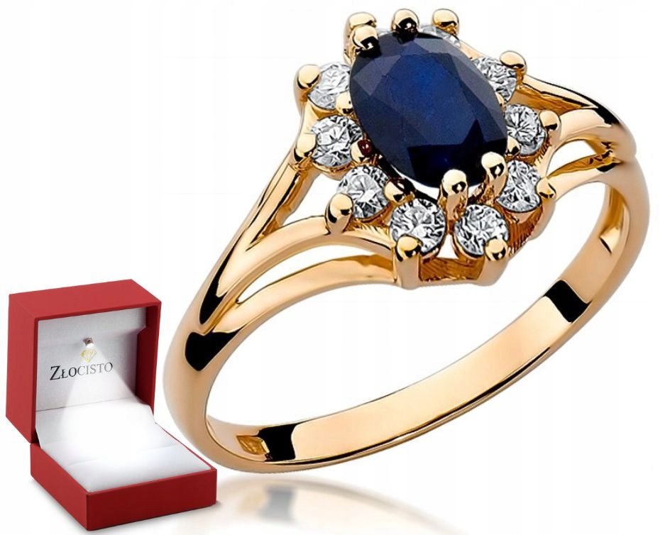 Růžové zlato prstýnek s safírem a Diamanty