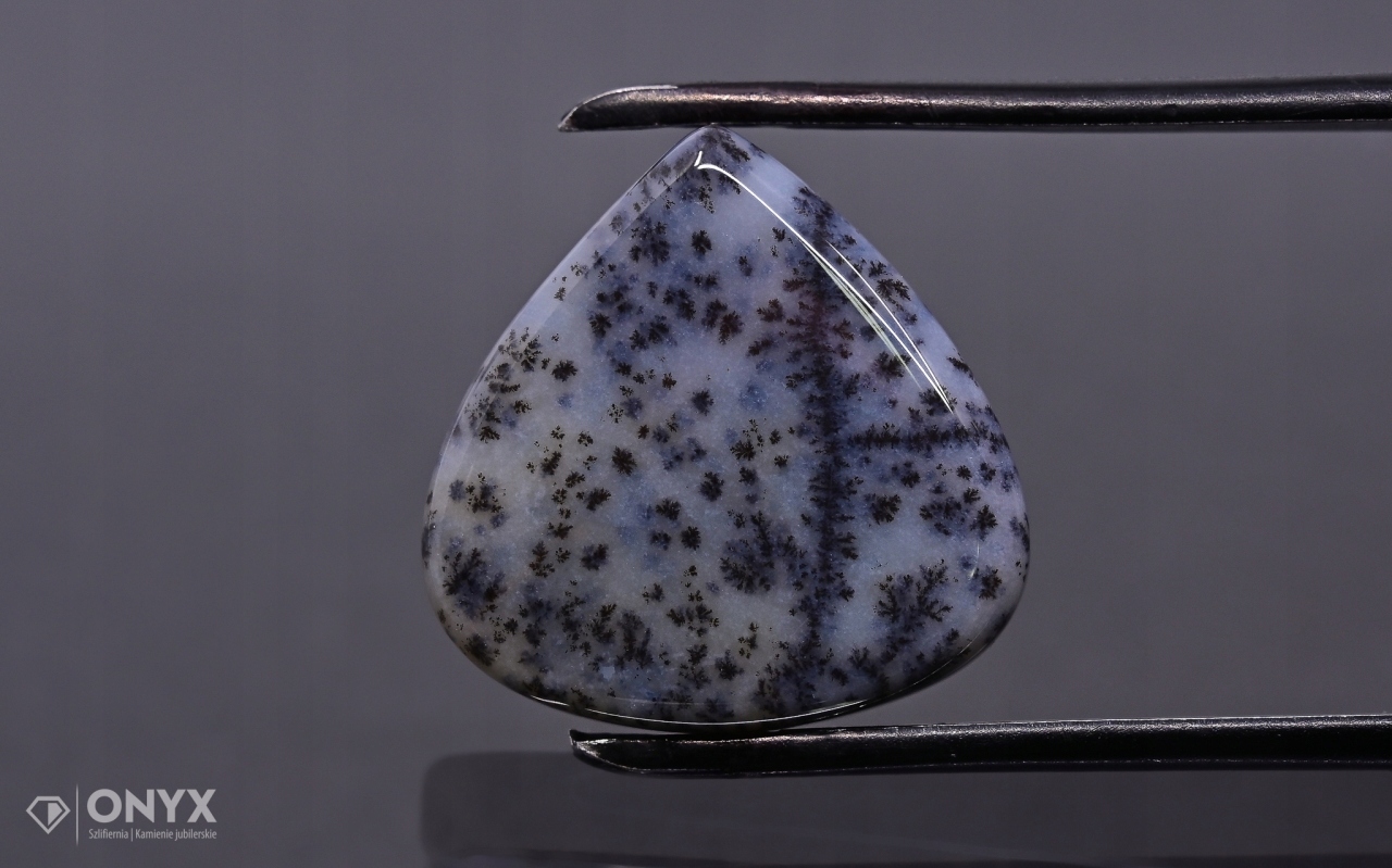 Dendritový achát z Kazachstánu konvexní plaketa slza