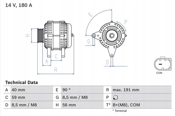 ALTERNATOR SEAT ALHAMBRA 2.0 TDI 10- 0 986 081 890 BOSCH 0 986 081 890