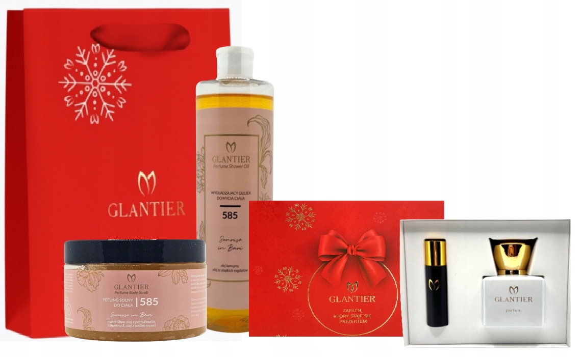Glantier Sada 585 pro ni: Olej+Peeling+Perfume+Box s obalem+Taška
