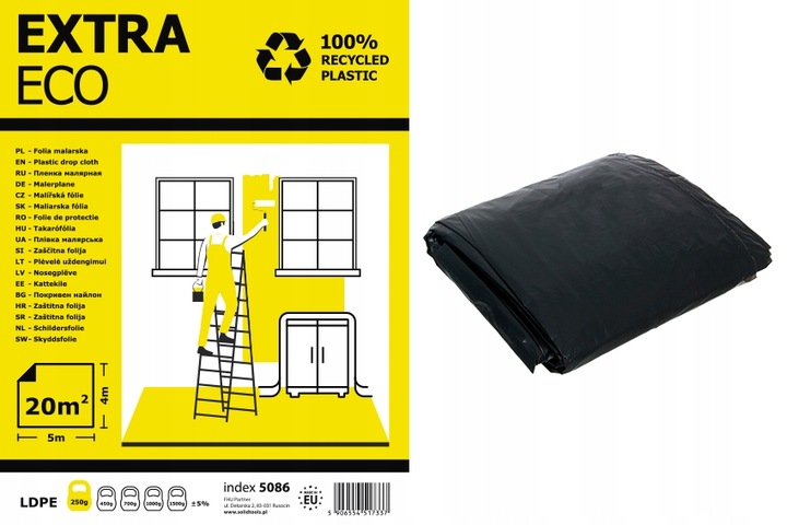 

Folia malarska budowlana czarna Solid 4x5m 250G