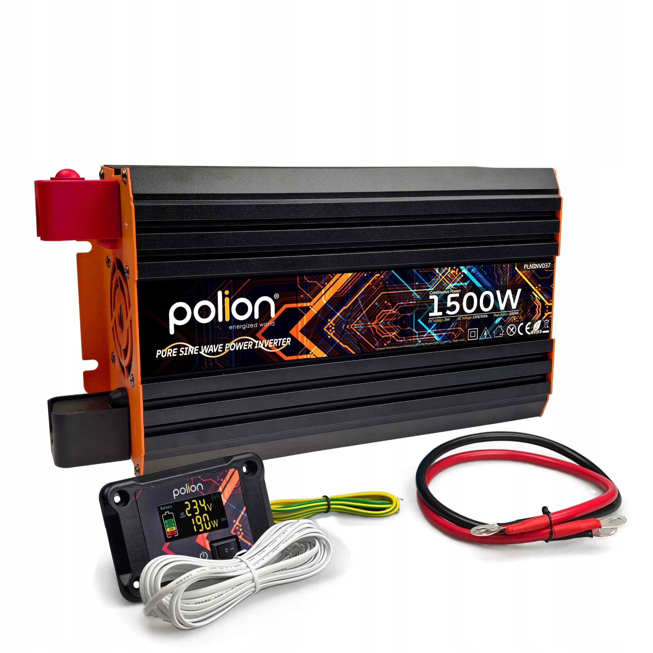 Automobilový menič 24V/230V Polion 1500W čistá sinus