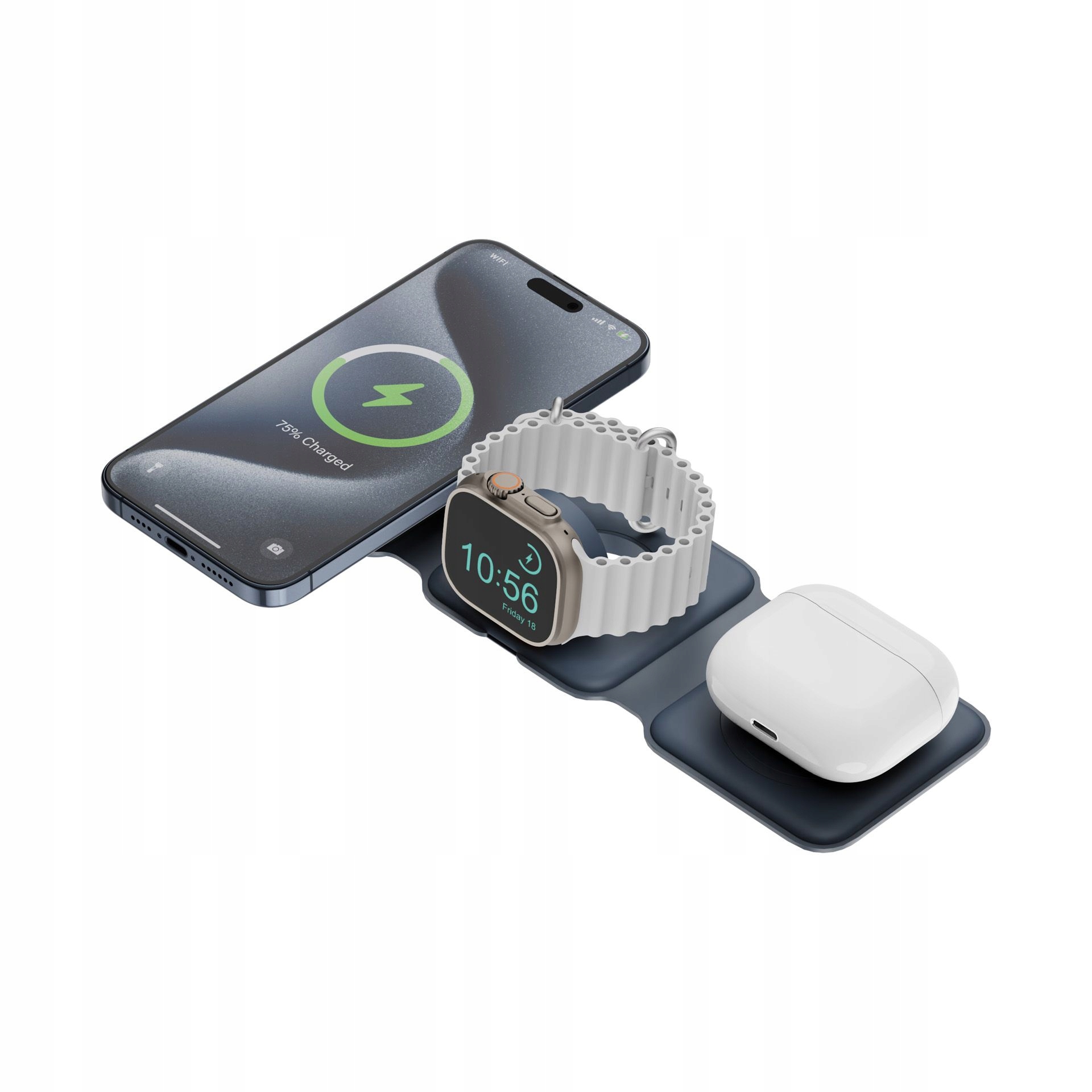 Energea Bazic GoMag Trio Plus magnetická bezdrátová nabíječka 3v1, Blue