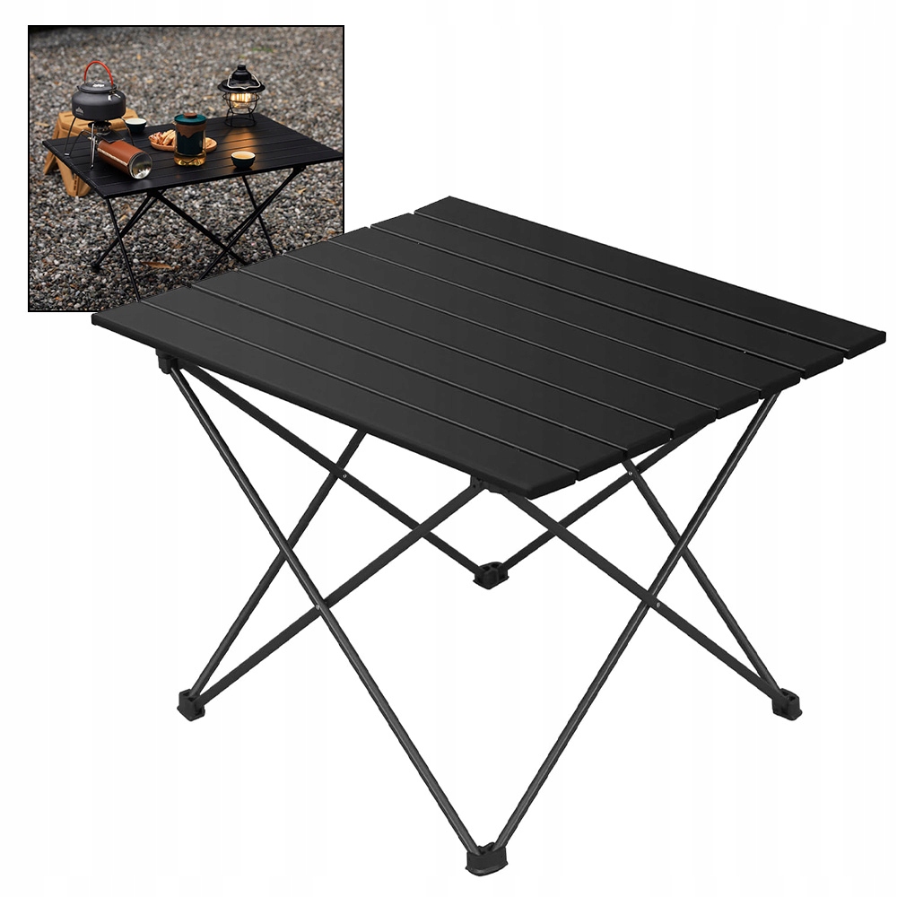 Skládací Piknikový Stůl 67X47X42 CM, Černý S Protiskluzovými Nožkami A Taškou