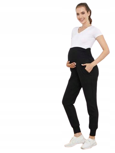 SHEIN CZARNE SPODNIE CIĄŻOWE DŁUGIE BASIC M ŁŁA