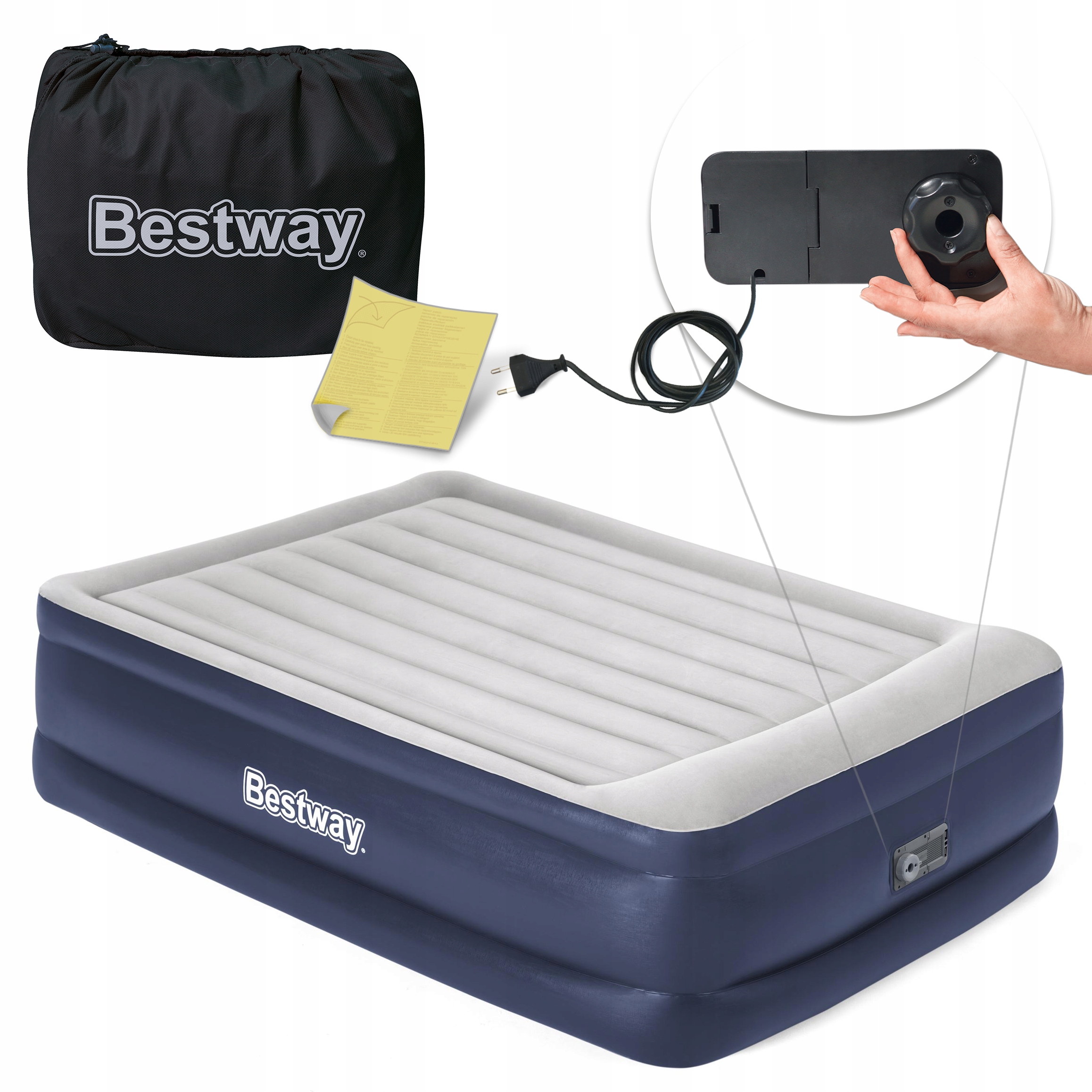

Materac Dmuchany do Spania 203x152 Bestway Pompka