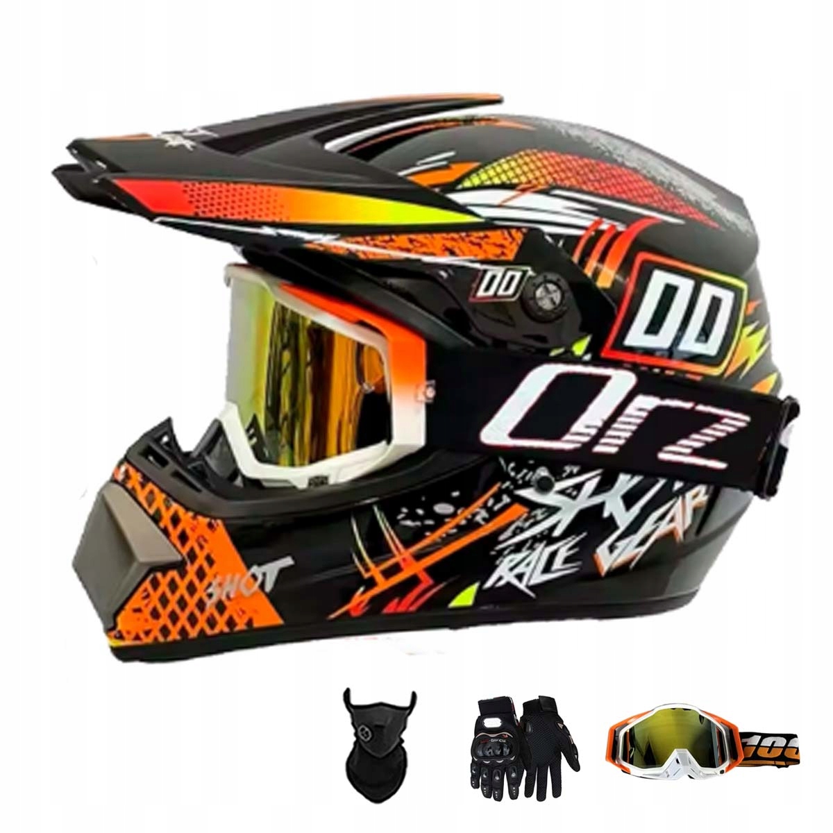 Motocyklová Přilba Lehká Enduro Quada Brýle Rukavice Maska M